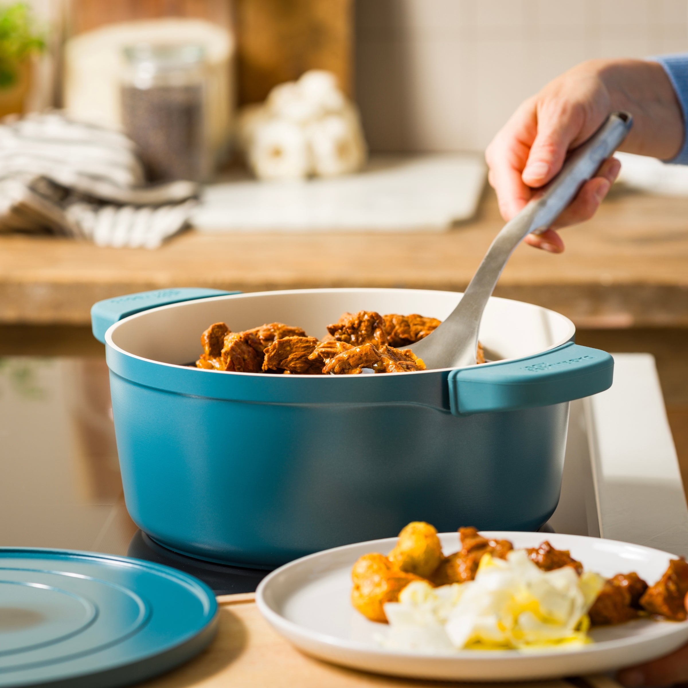 Dagelijkse kost stoofpot met deksel 26cm Blauwgroen
