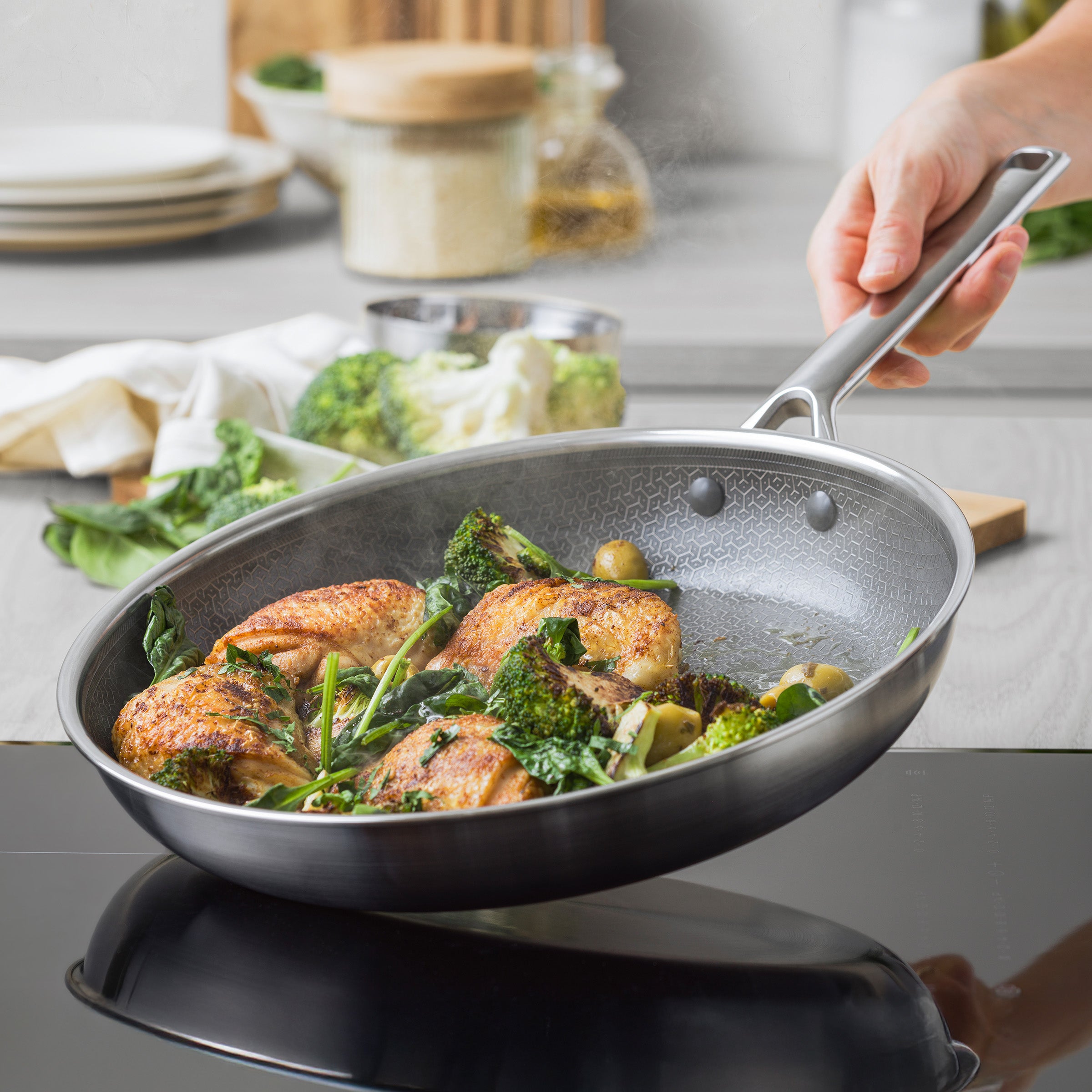 Apex Thermobond Hybrid Braadpan 28 cm 3-laags roestvrij staal voor perfecte resultaten