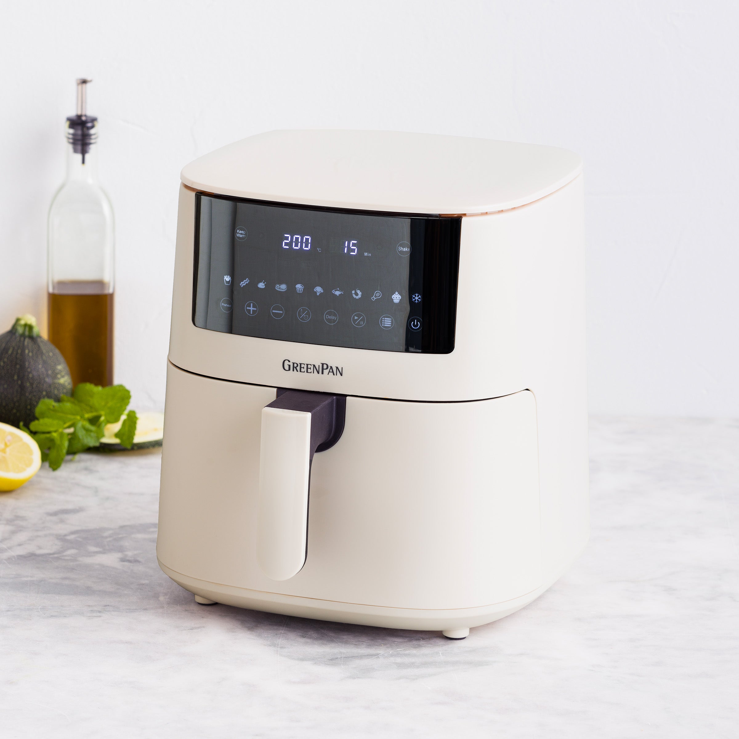 GreenPan Bistro XXL Airfryer - Cream - PFAS-VRIJE keramische antiaanbaklaag - 7,2L mand - 11 presets