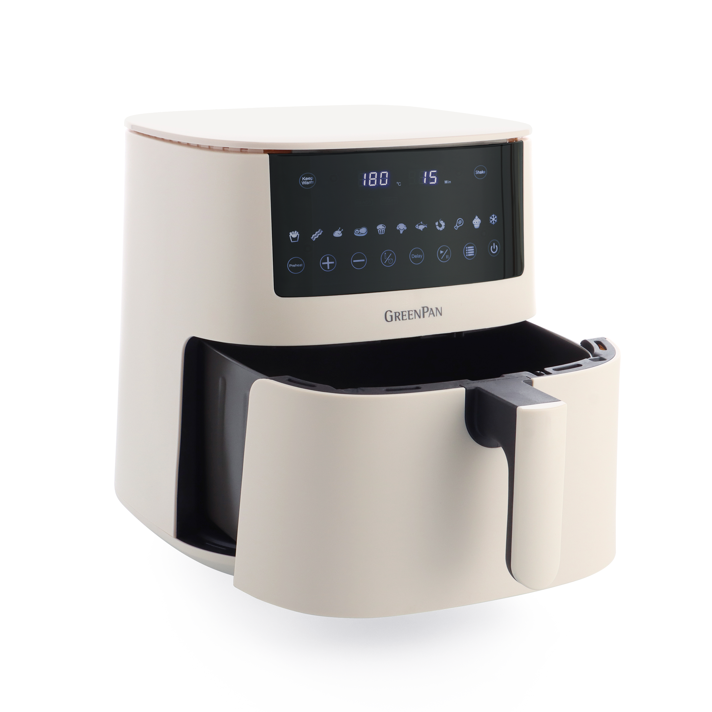 GreenPan Bistro XXL Airfryer - Cream - PFAS-VRIJE keramische antiaanbaklaag - 7,2L mand - 11 presets
