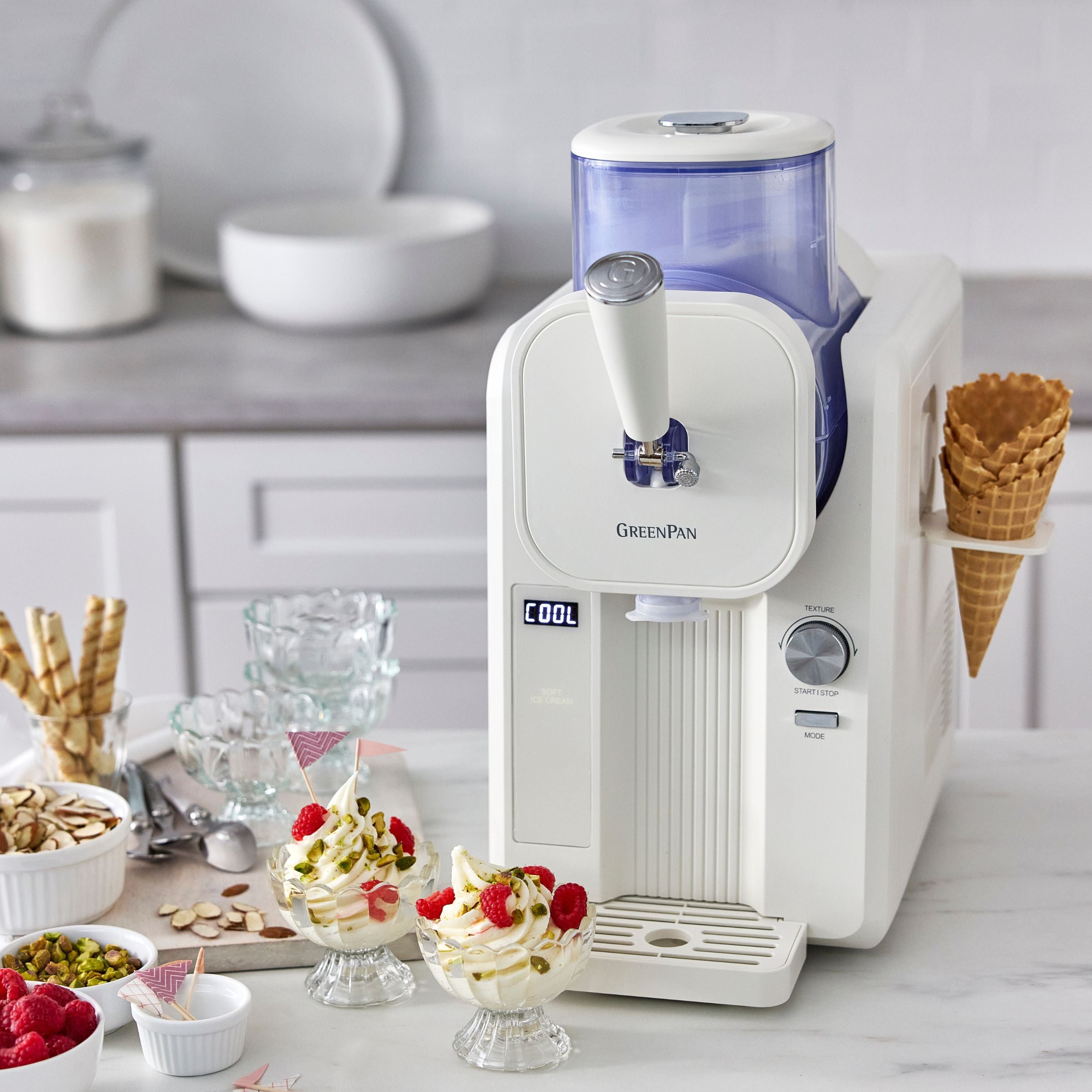 Sorbetière - Glaces à l'italienne et boissons glacées 1,87 L - Crème + livre de recettes en néerlandais