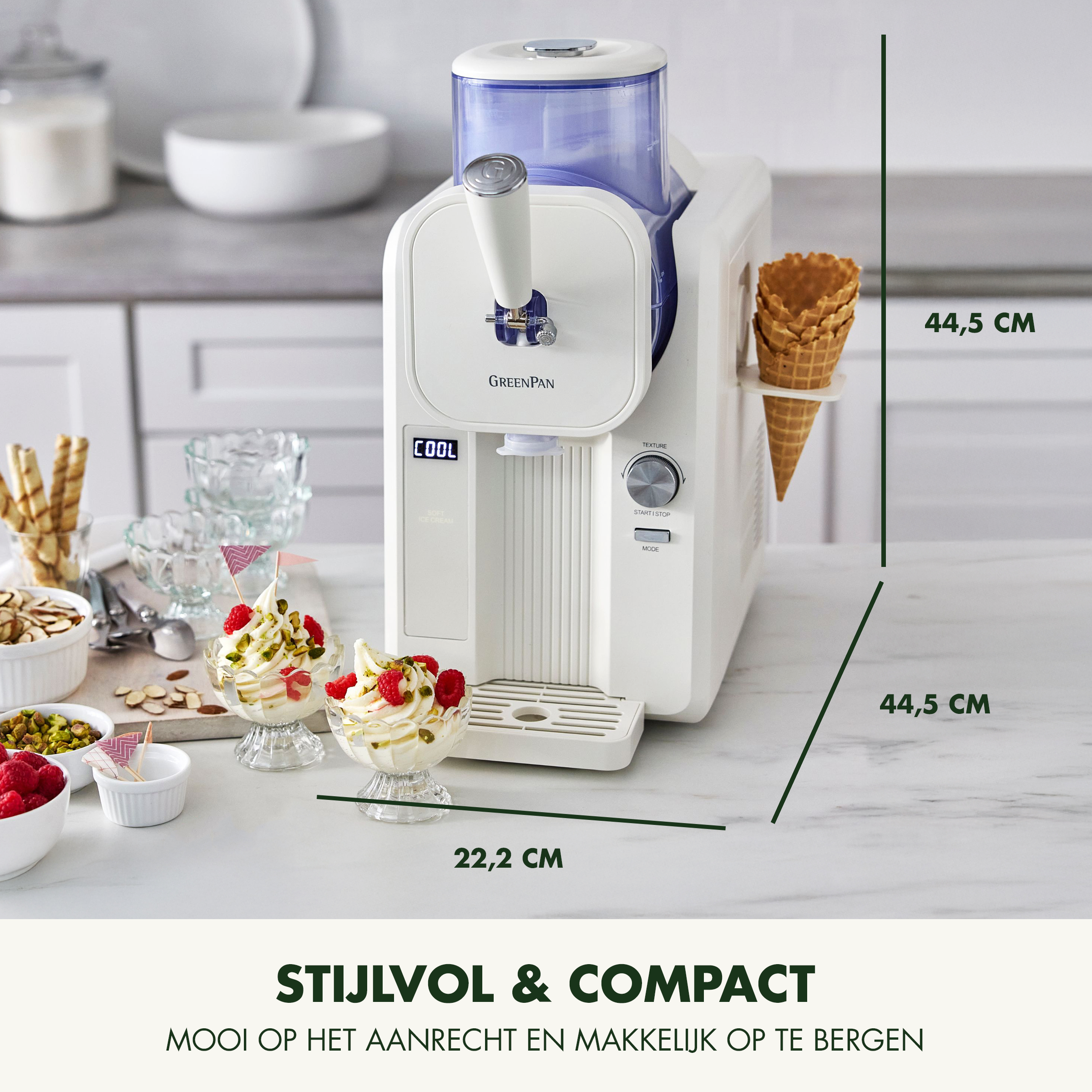 Sorbetière - Glaces à l'italienne et boissons glacées 1,87 L - Crème