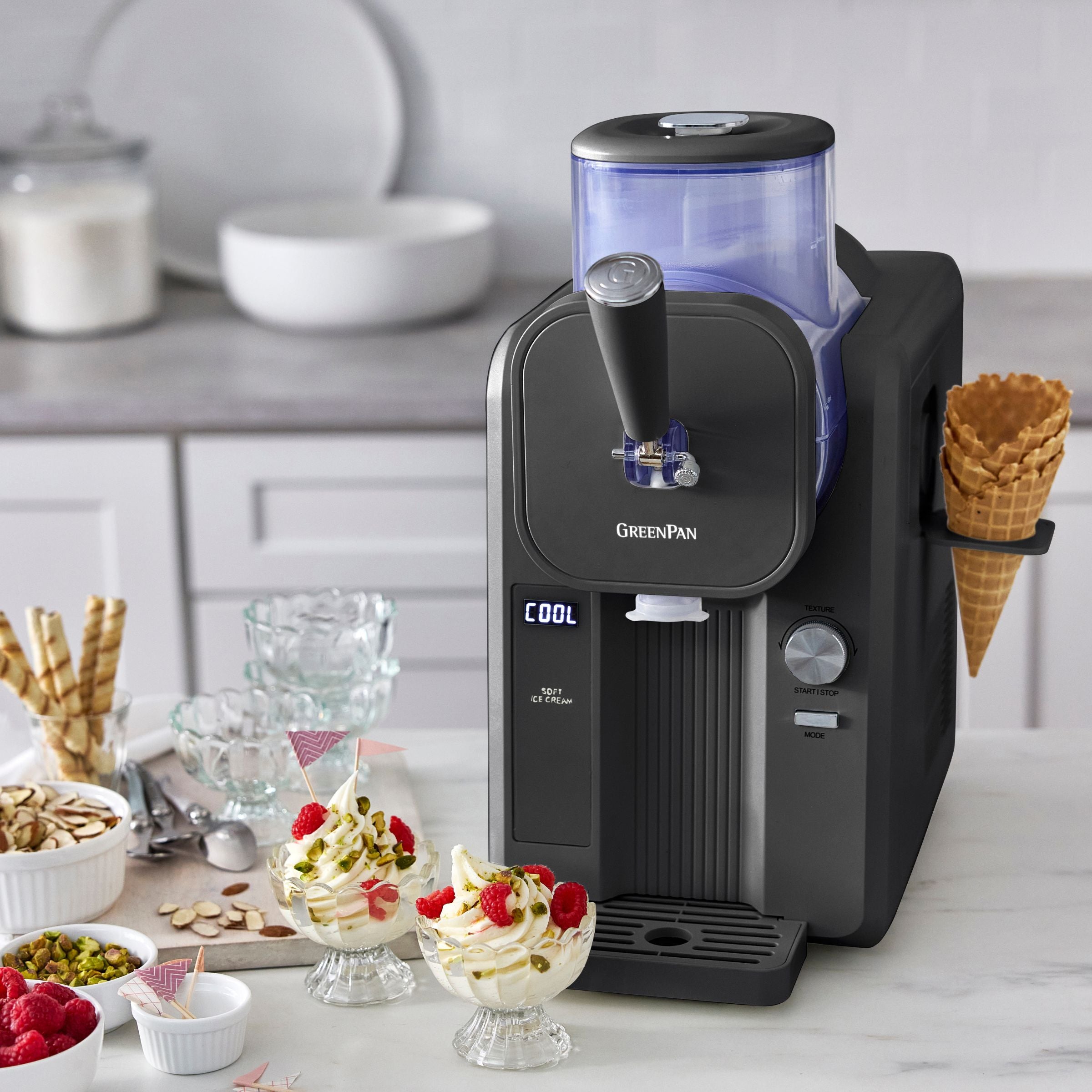 Sorbetière - Glaces à l'italienne et boissons glacées 1,87 L - Grey + Livre de recettes