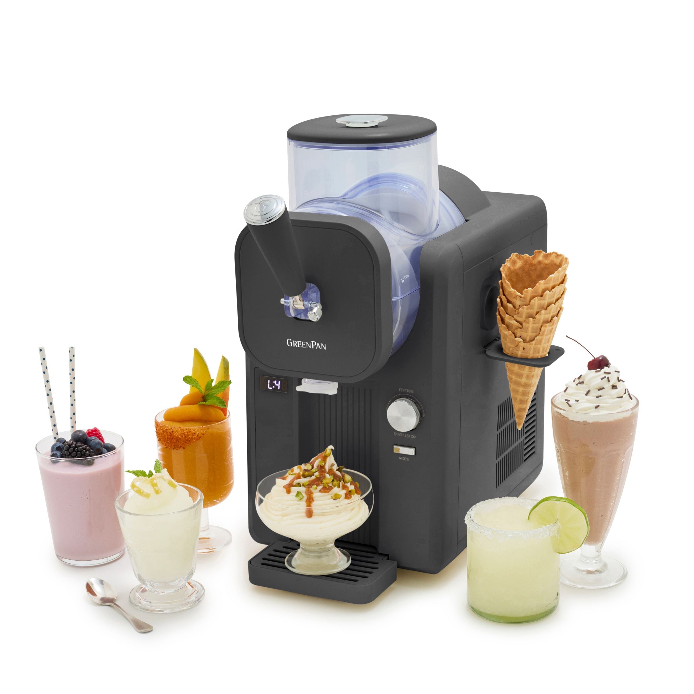 Sorbetière - Glaces à l'italienne et boissons glacées 1,87 L - Grise