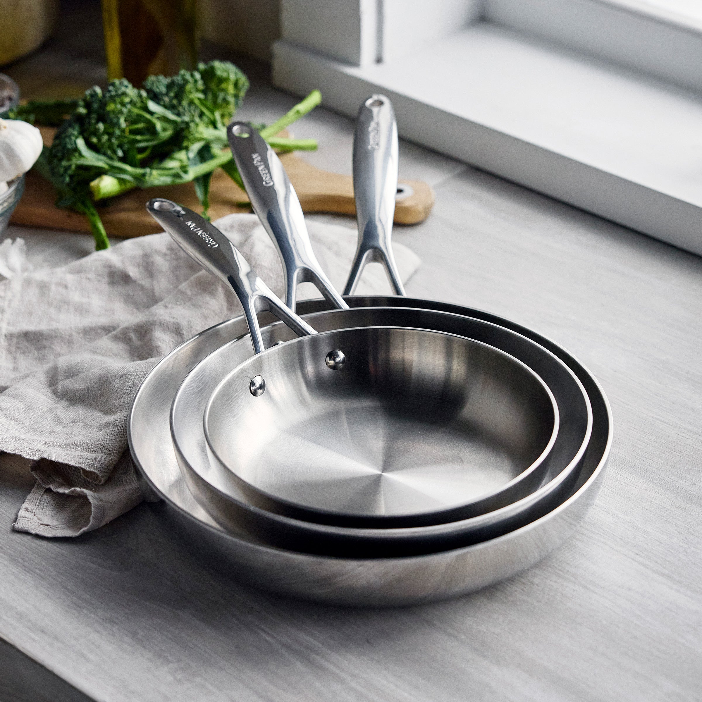 Valencia Pro Batterie de cuisine de 3 pièces en acier inoxydable