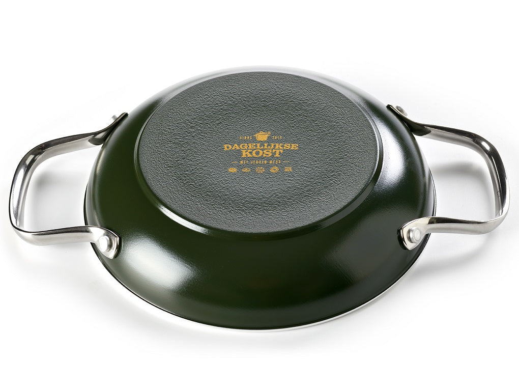 Dagelijkse kost braadpan met 2 zijgrepen 20cm groen onderaanzicht