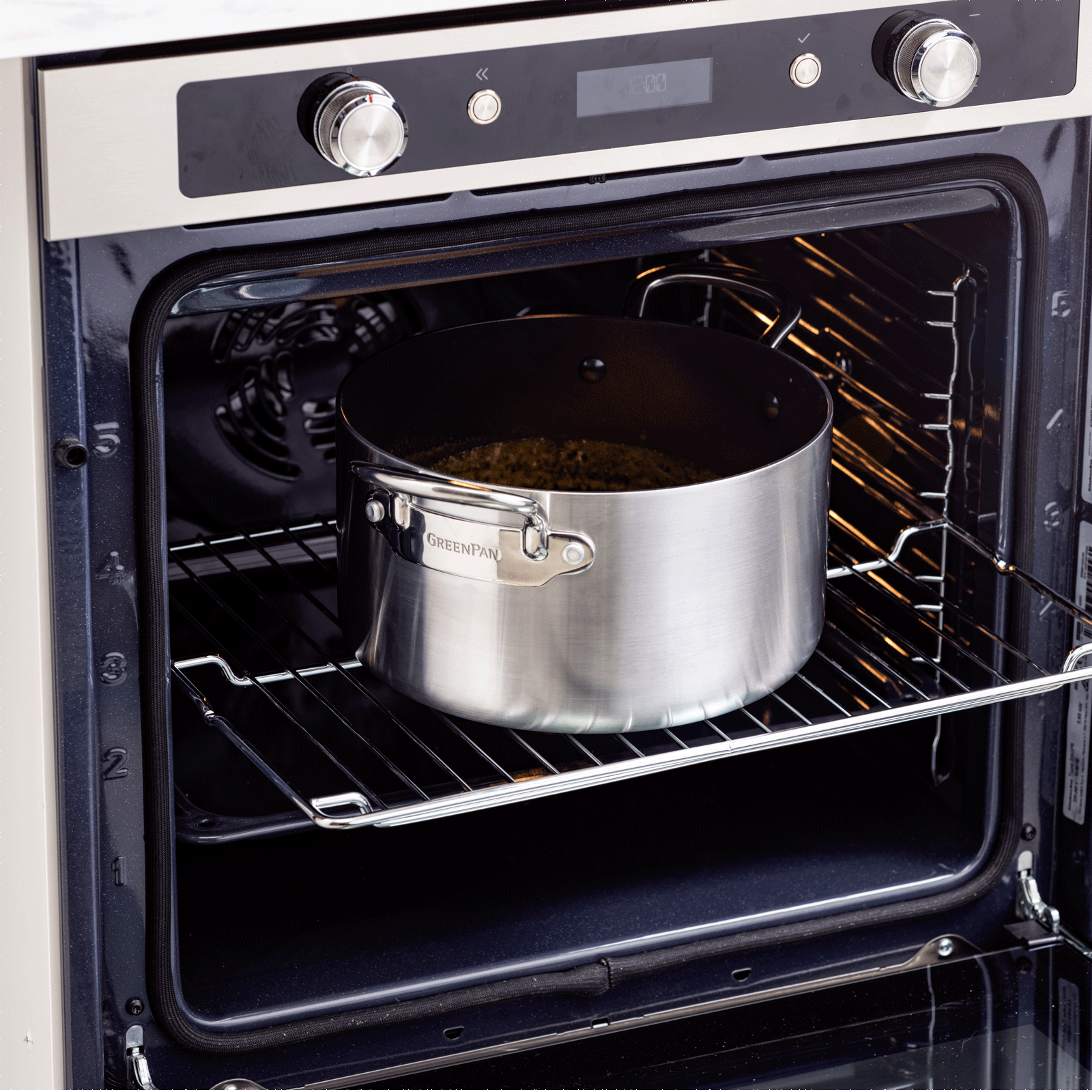 Greenpan Kookpotten Barcelona Evershine 14-delige Gas Elektrisch Oven Inductie Keramisch Pfas-vrij zijaanzicht 