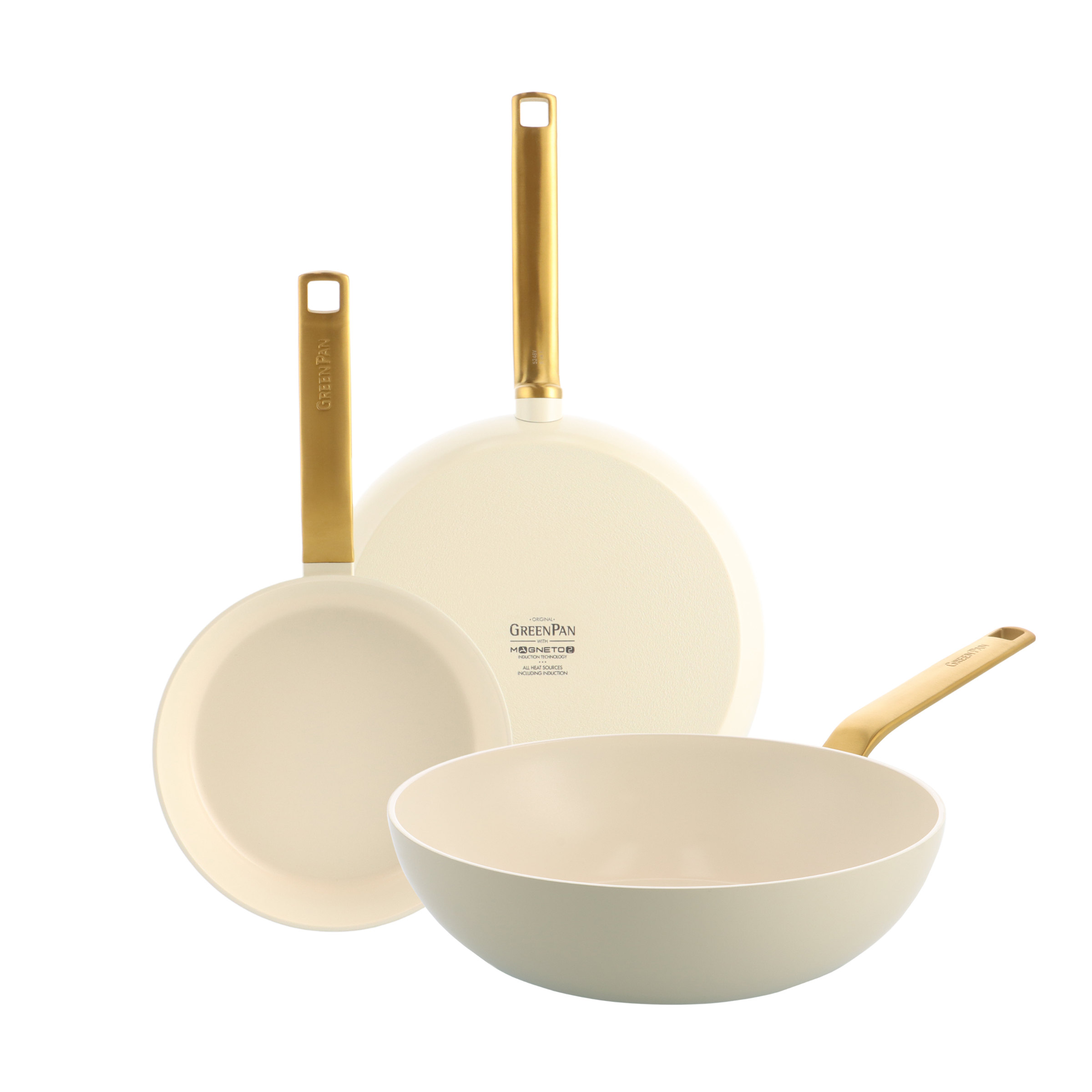 Evolution Cream 2-delige Braadpannenset + Wok