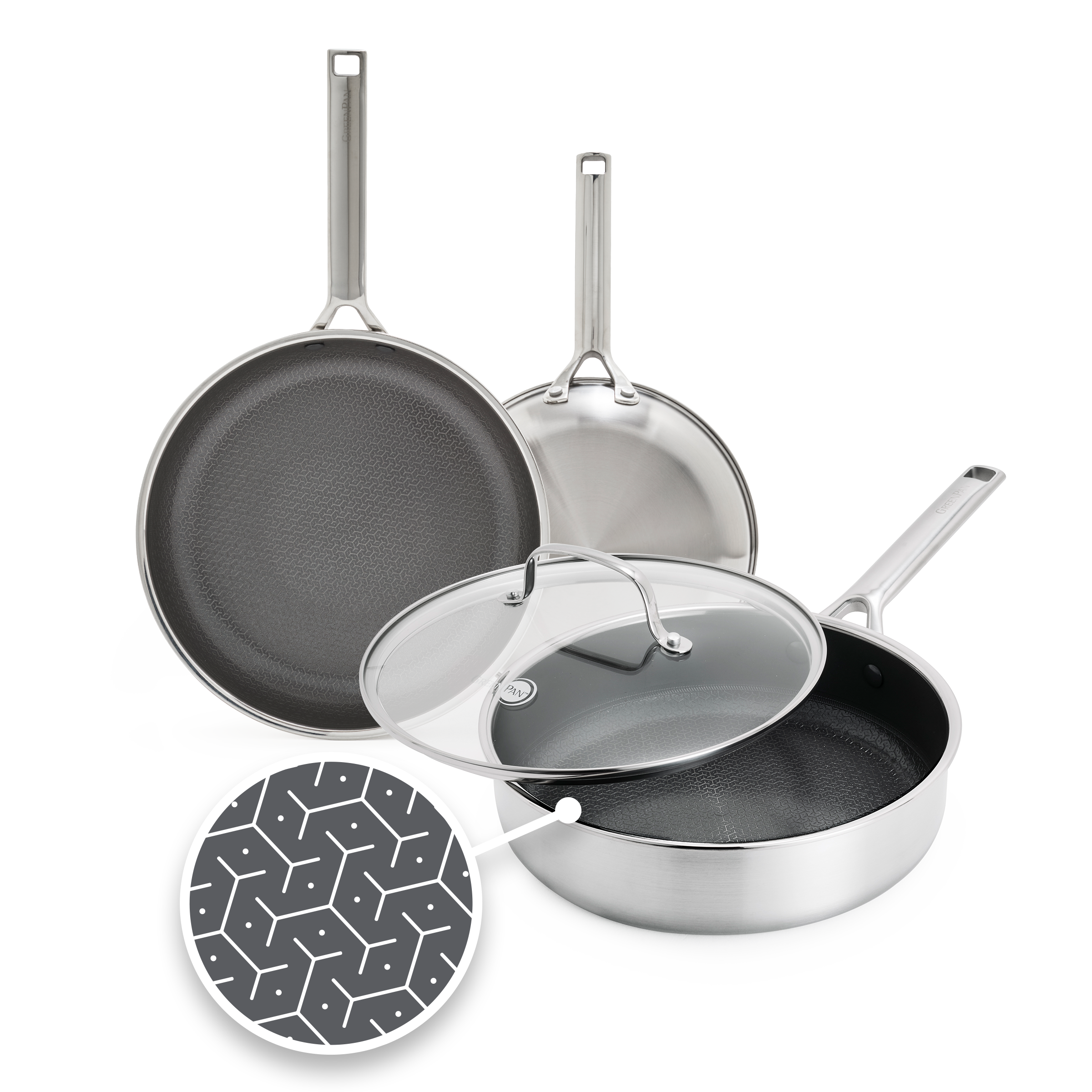 Apex Thermobond Hybrid 3-delige stoof- en braadpannenset