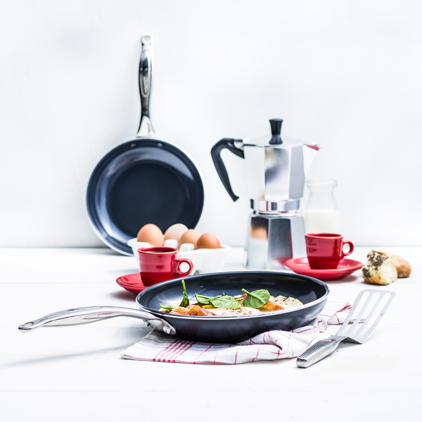 Greenpan wokpannen Brussels 28cm 2-delige Keramisch inductie pfas-vri vooraanzicht 