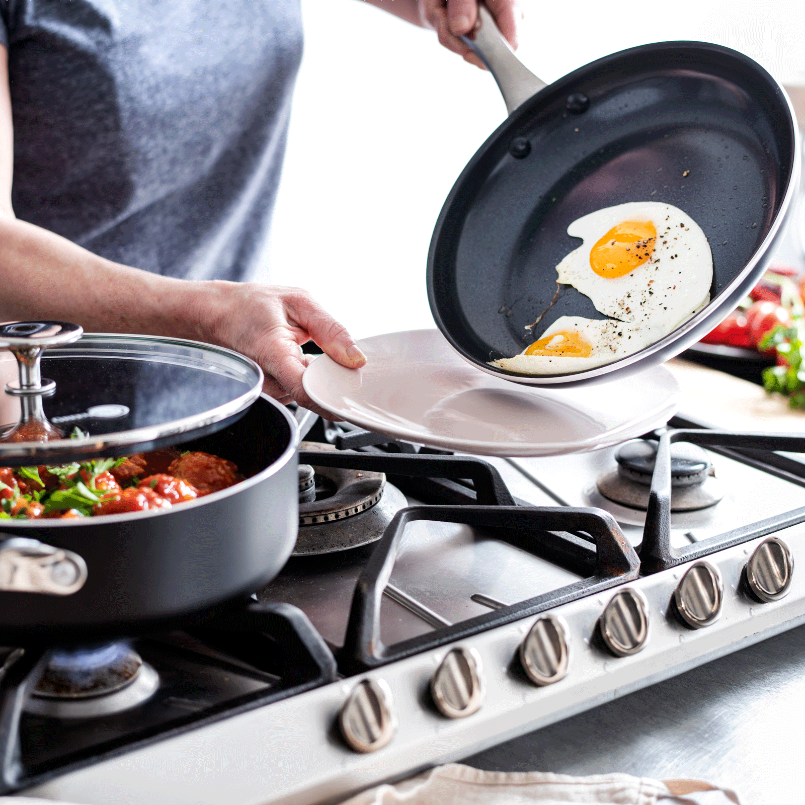 Greenpan wokpannen Brussels 28cm 2-delige Keramisch inductie pfas-vri vooraanzicht 