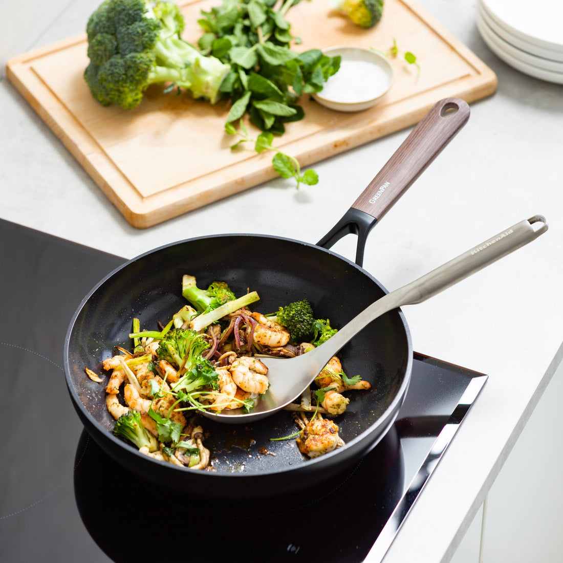 Greenpan wokpannen Eco-Smartshape 28cm keramiek inductie pfas-vrij bovenkant 