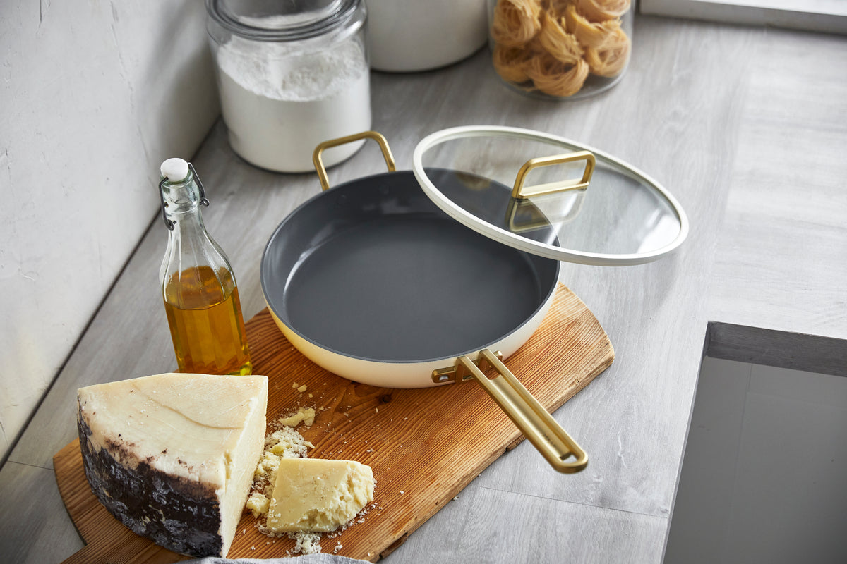 GreenPan™ Stanley Tucci™ Ceramic Nonstick 30cm Frypan with Lid, Carrara White