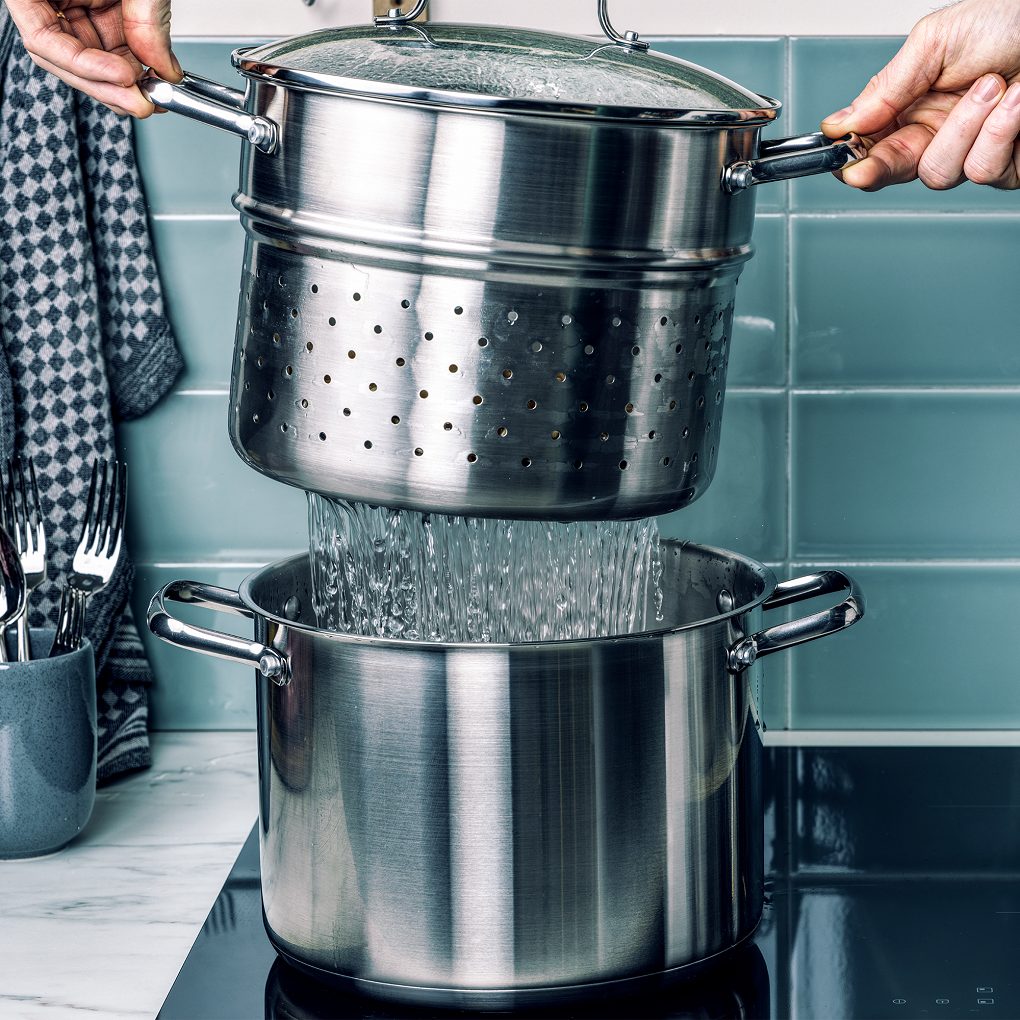 Dagelijkse kost 3-delige pasta set 24cm zilver water afgieten 
