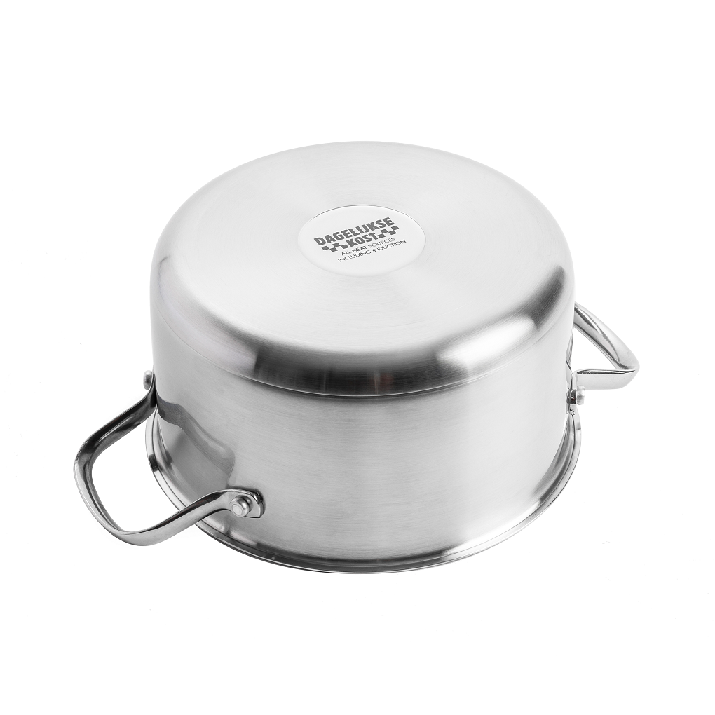 Dagelijkse kost kookpot 24cm/6L met deksel zilver onderaanzicht