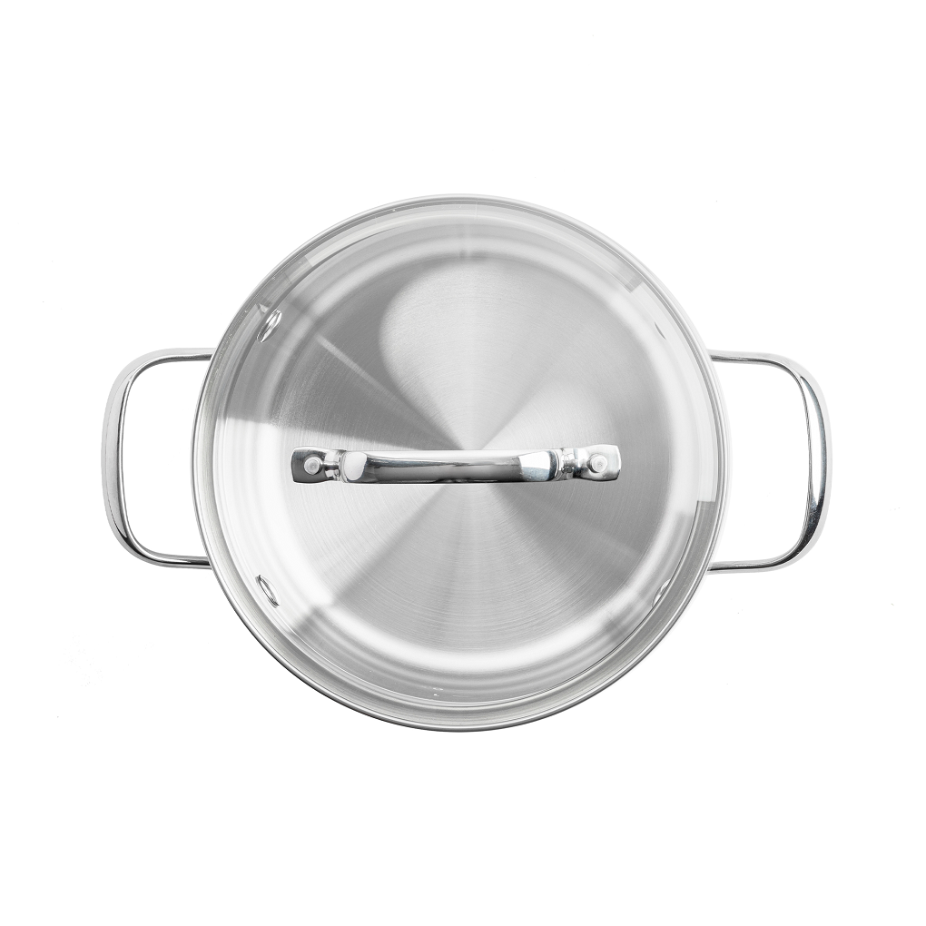 Dagelijkse kost kookpot 24cm/6L met deksel zilver bovenaanzicht
