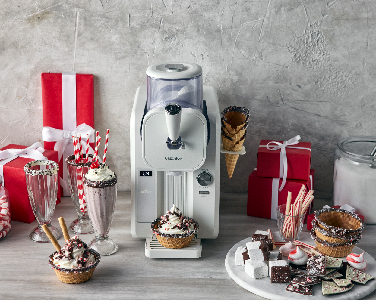 Sorbetière - Glaces à l'italienne et boissons glacées 1,87 L - Grise