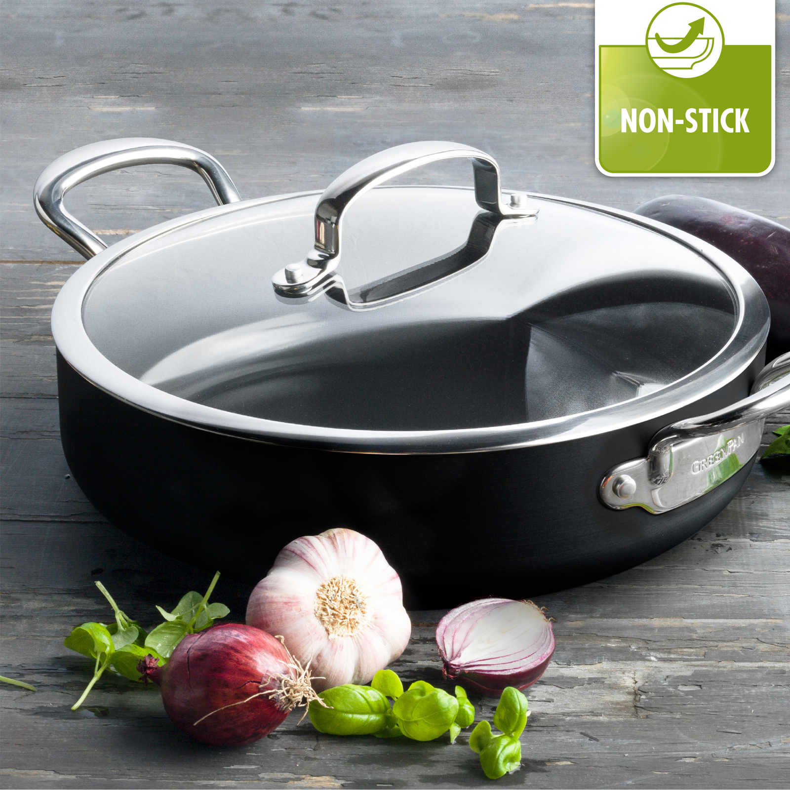 Barcelona Stoofpan met deksel 30cm zwart