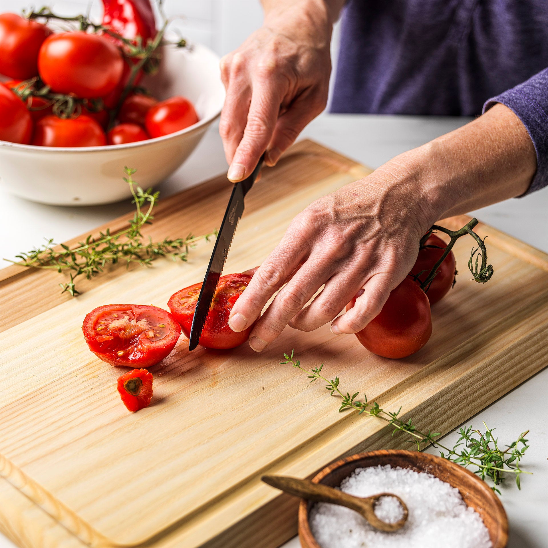 Chop & Grill Multifunctioneel mes zwart tomaten