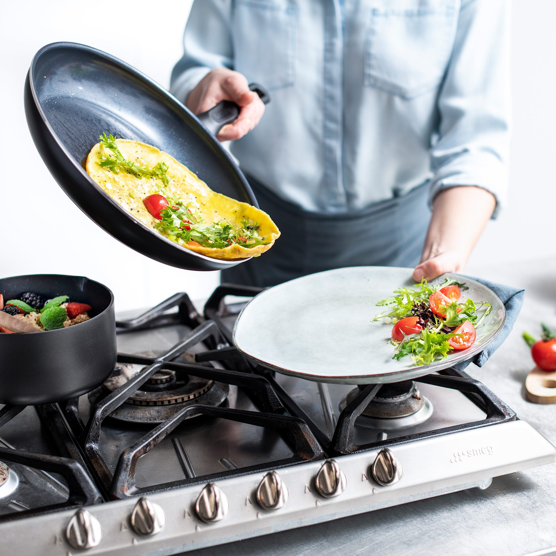 Memphis Braadpan 20cm zwart omelet 