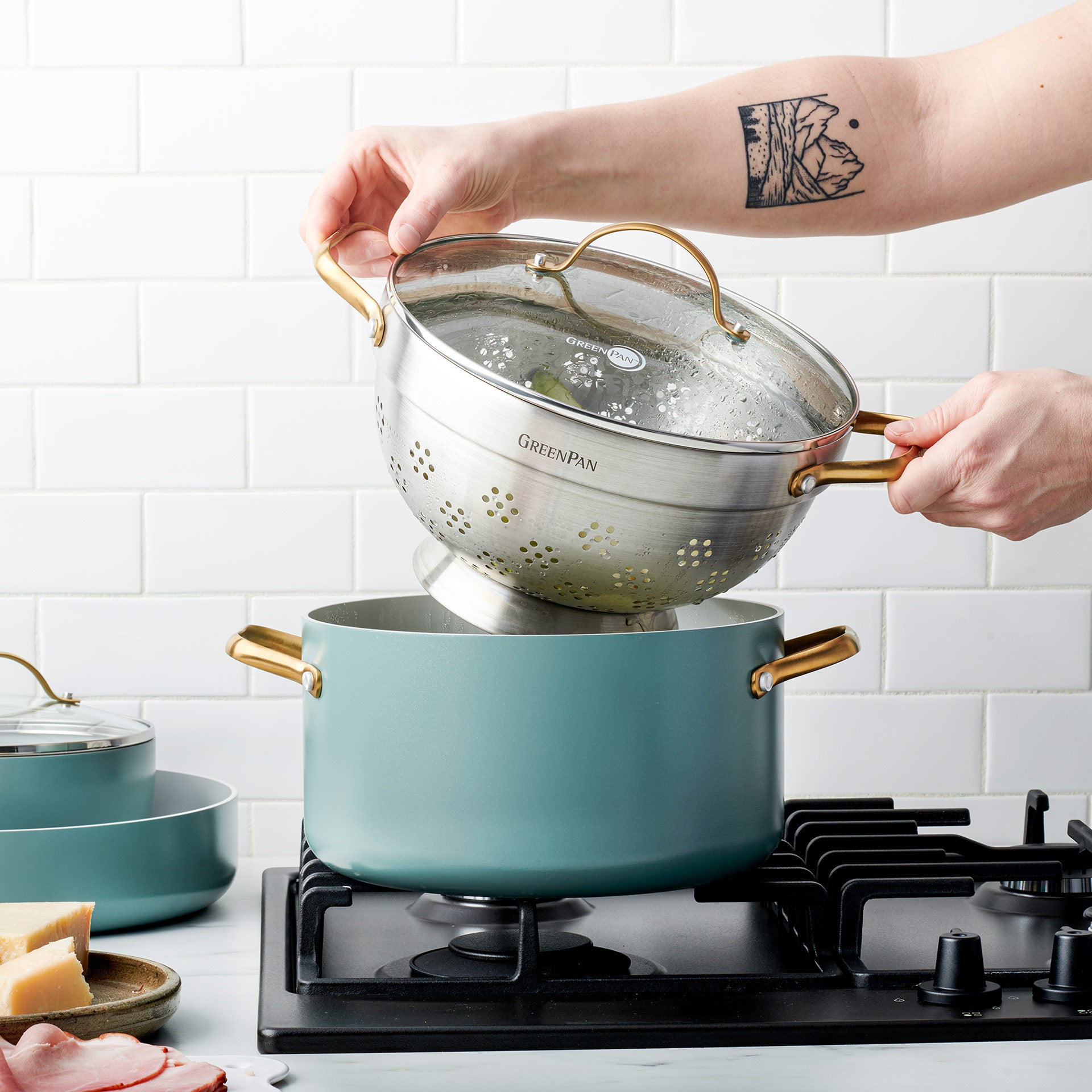 Padova 3-delige Set 24cm blauw stomerinzet, kookpot en deksel