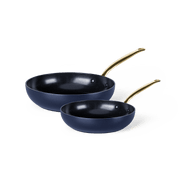 Barcelona Blue 2-delige Braadpannenset 20+28cm zwart handvat in goud