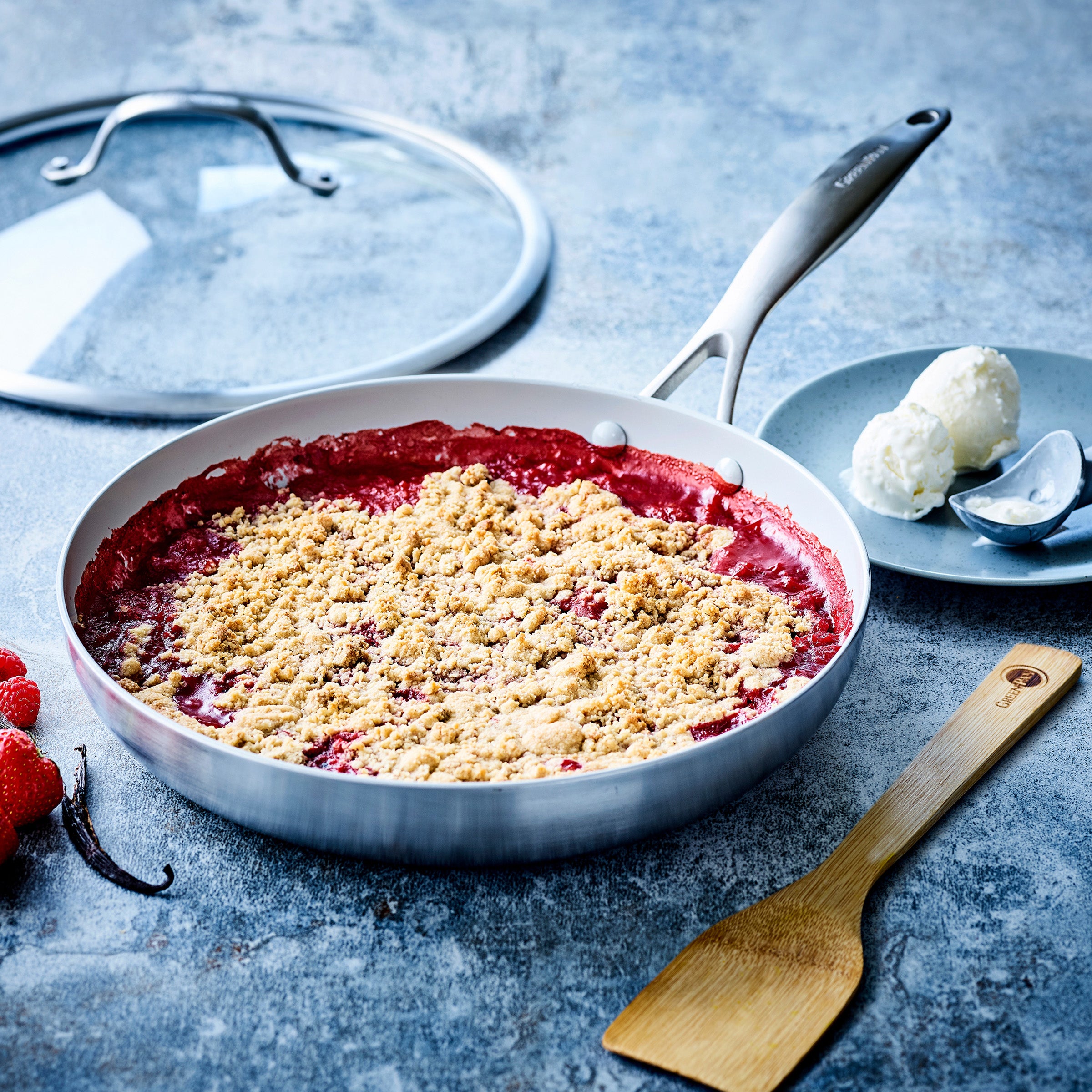 Venice Pro 3-delige set 28cm zilver braadpan met eten