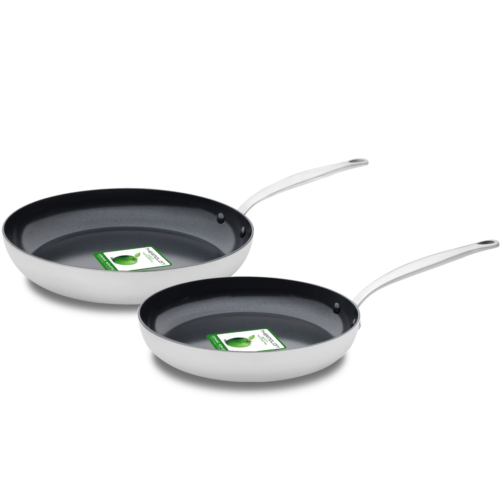 Barcelona Evershine 2-delige Braadpannenset 24+28cm zilver zijaanzicht