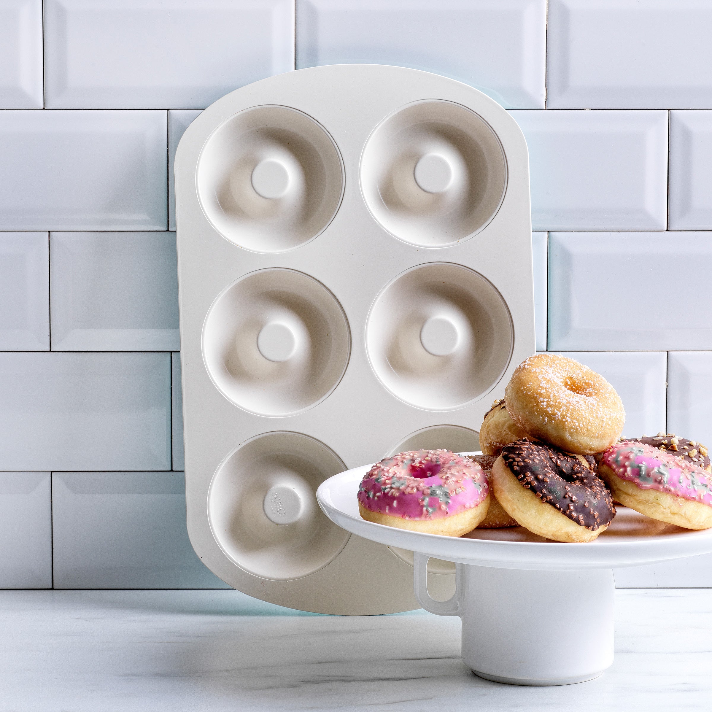 Contour Turkoois Bagel- en Donutplaat turquoise donuts