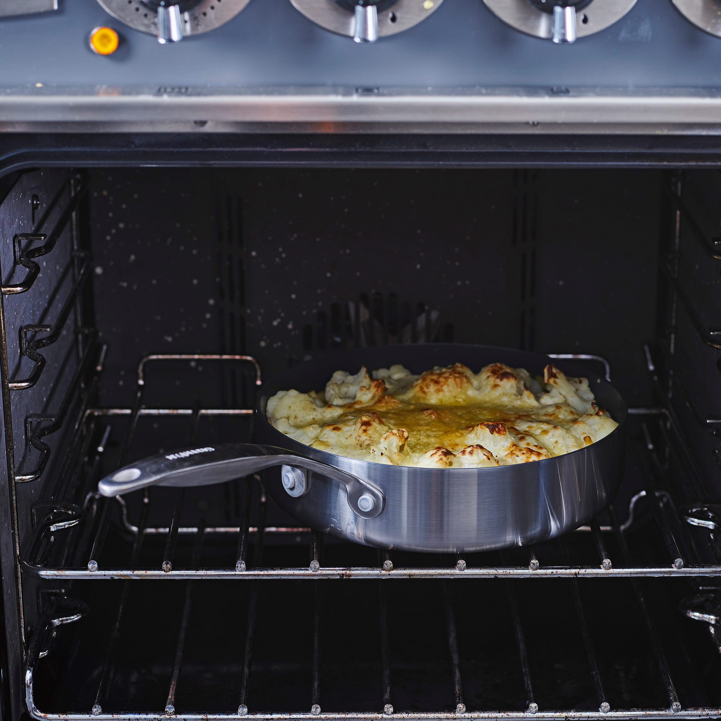 Geneva Stoofpan 24cm met deksel zilver in oven