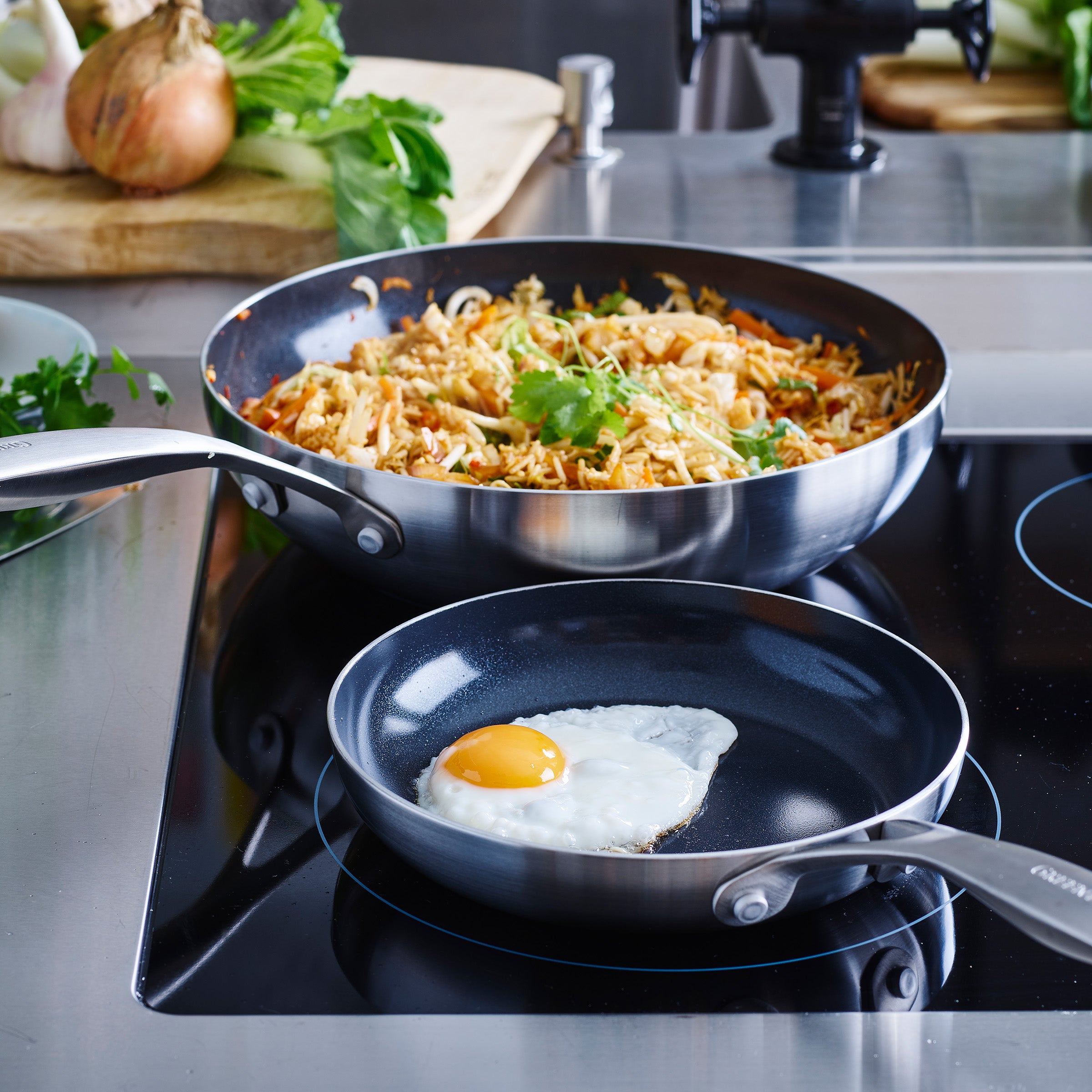 Geneva Braadpan 20cm zilver op vuur 