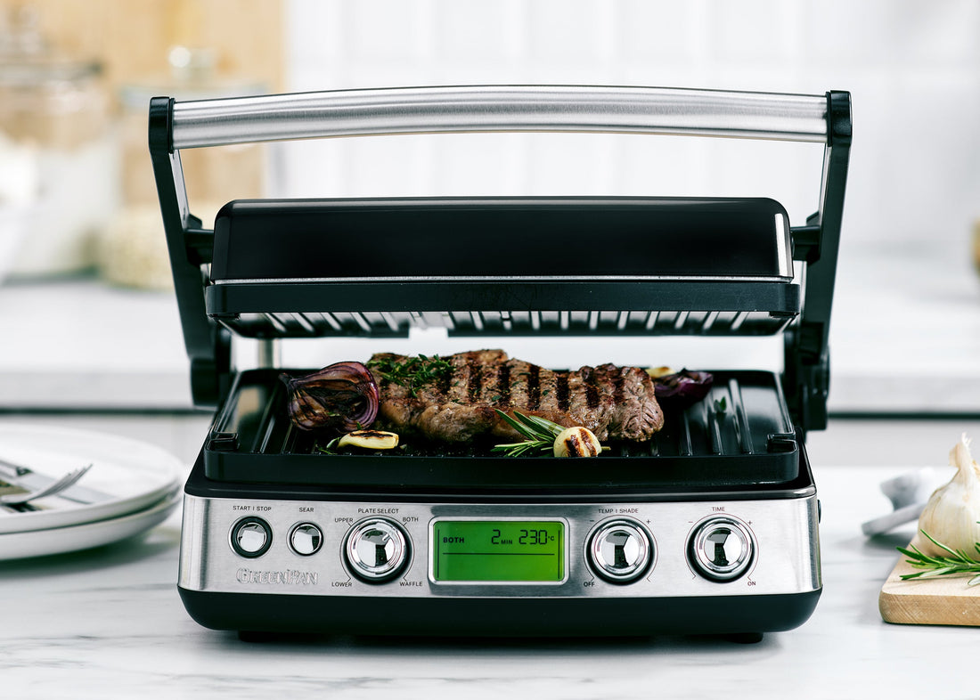 Contactgrill Glossy Black met vlees