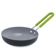 Mini Assortiment rond Ei Pannetje 12.7cm grijs met groen handvat 