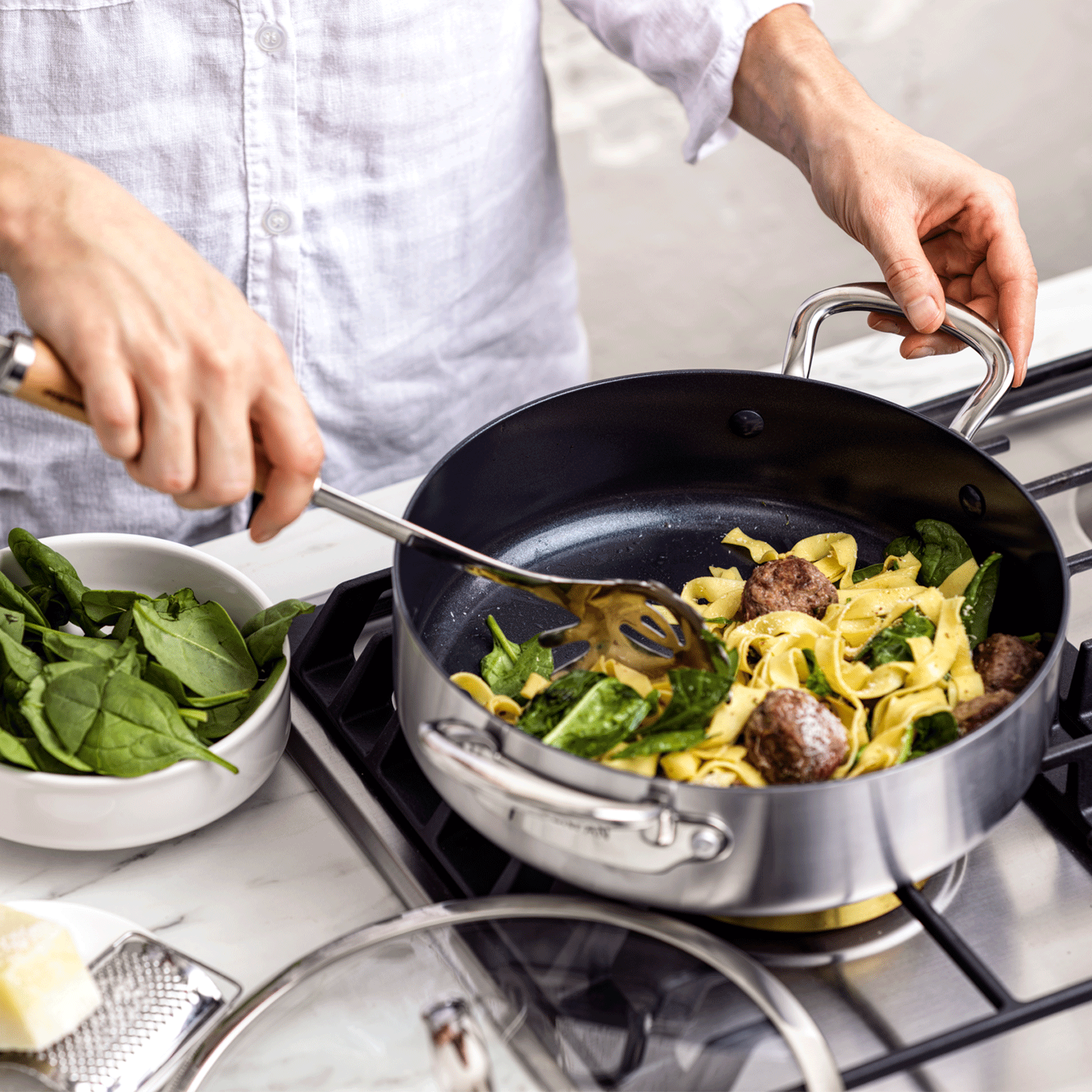 GreenPan Barcelona Evershine Stoofpan met deksel 26cm zilver eenpansgerecht