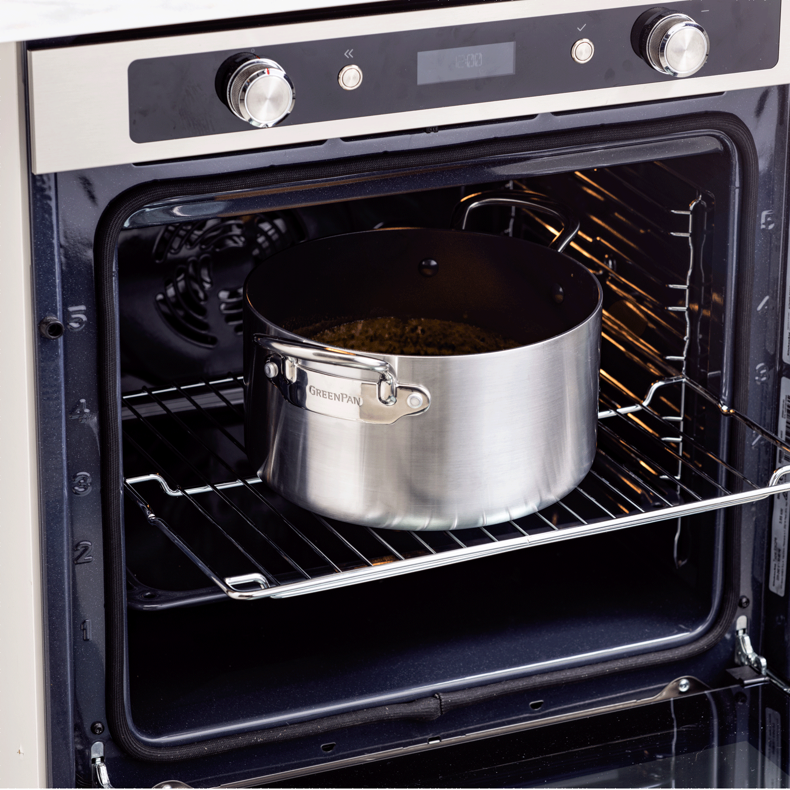 GreenPan Barcelona Evershine 14-delige set 16+20+24cm zilver kookpot in oven 