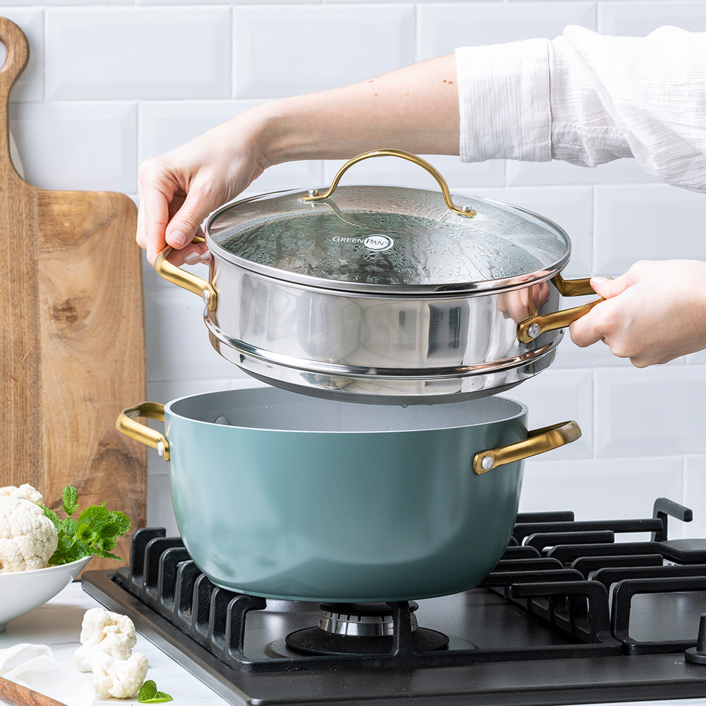 Padova 10-delige Pannenset blauw kookpot en stoofpan met deksel