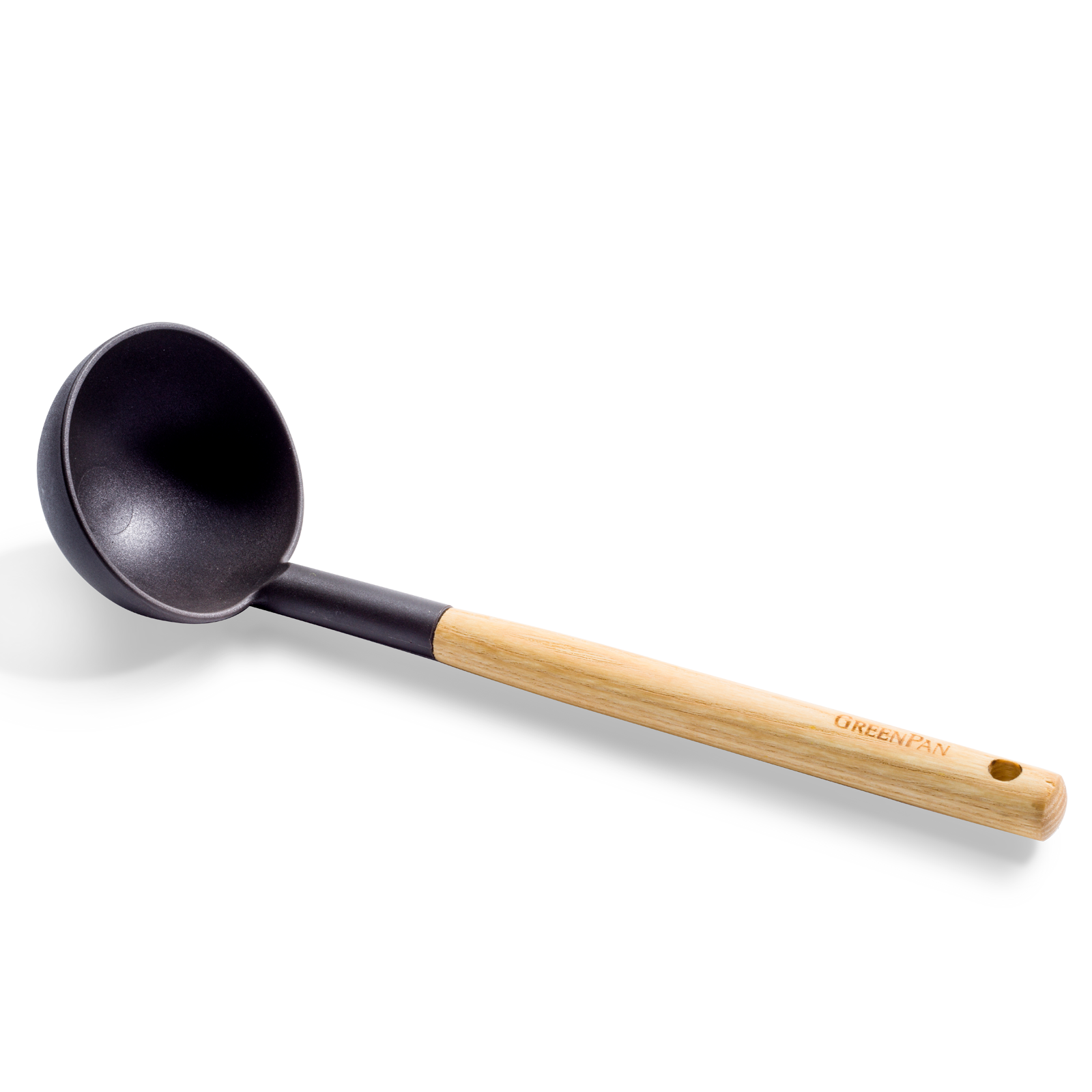 Mayflower pollepel zwart met houten handgreep 