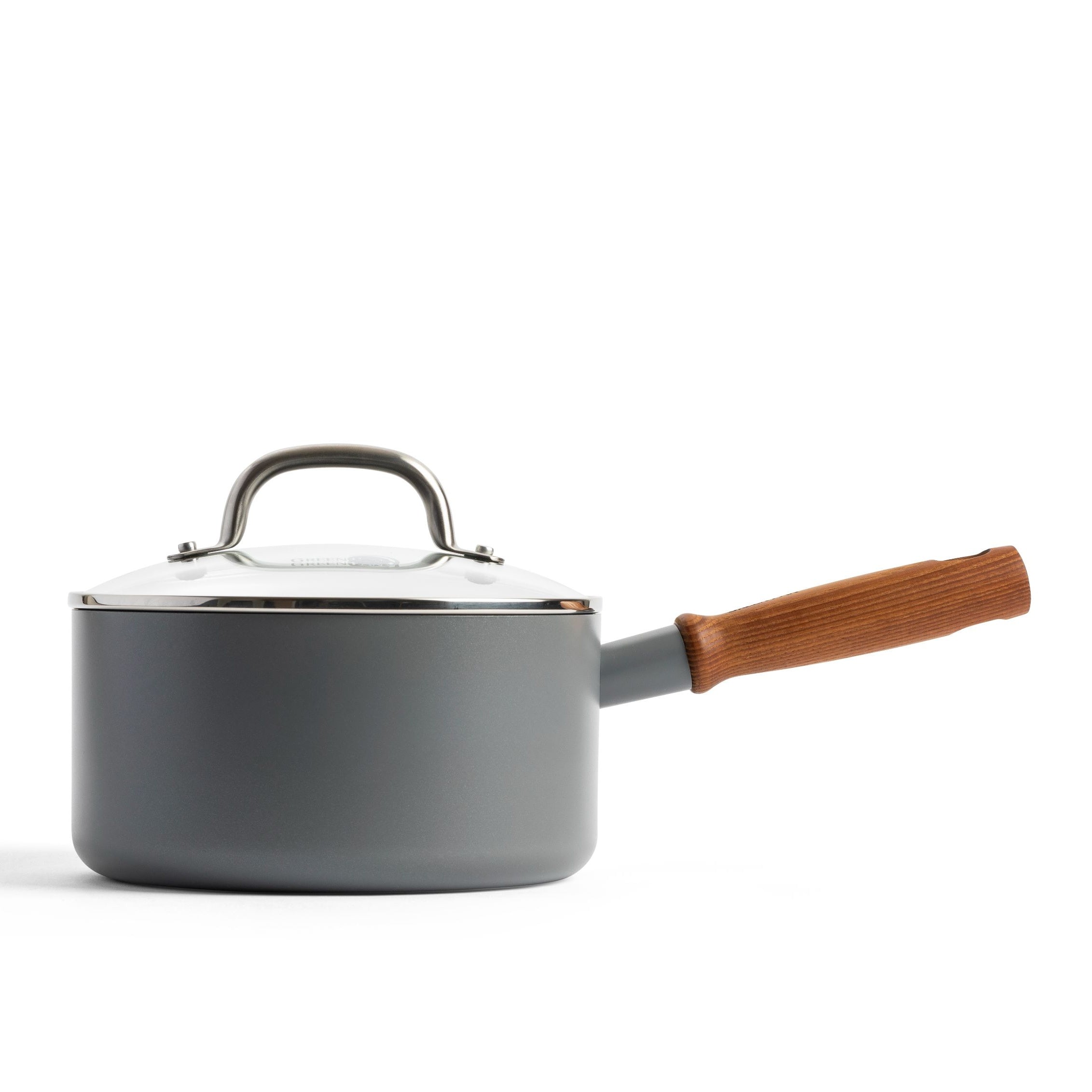 Mayflower Pro Steelpan 18cm met deksel grijs zijaanzicht