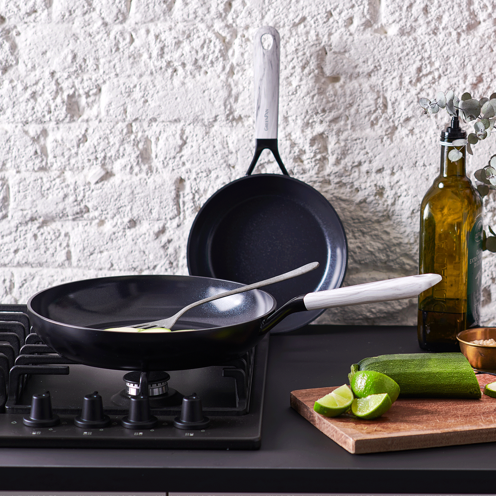 Smart Collection Marble 2-delige Braadpannenset 20+28cm zwart op vuur