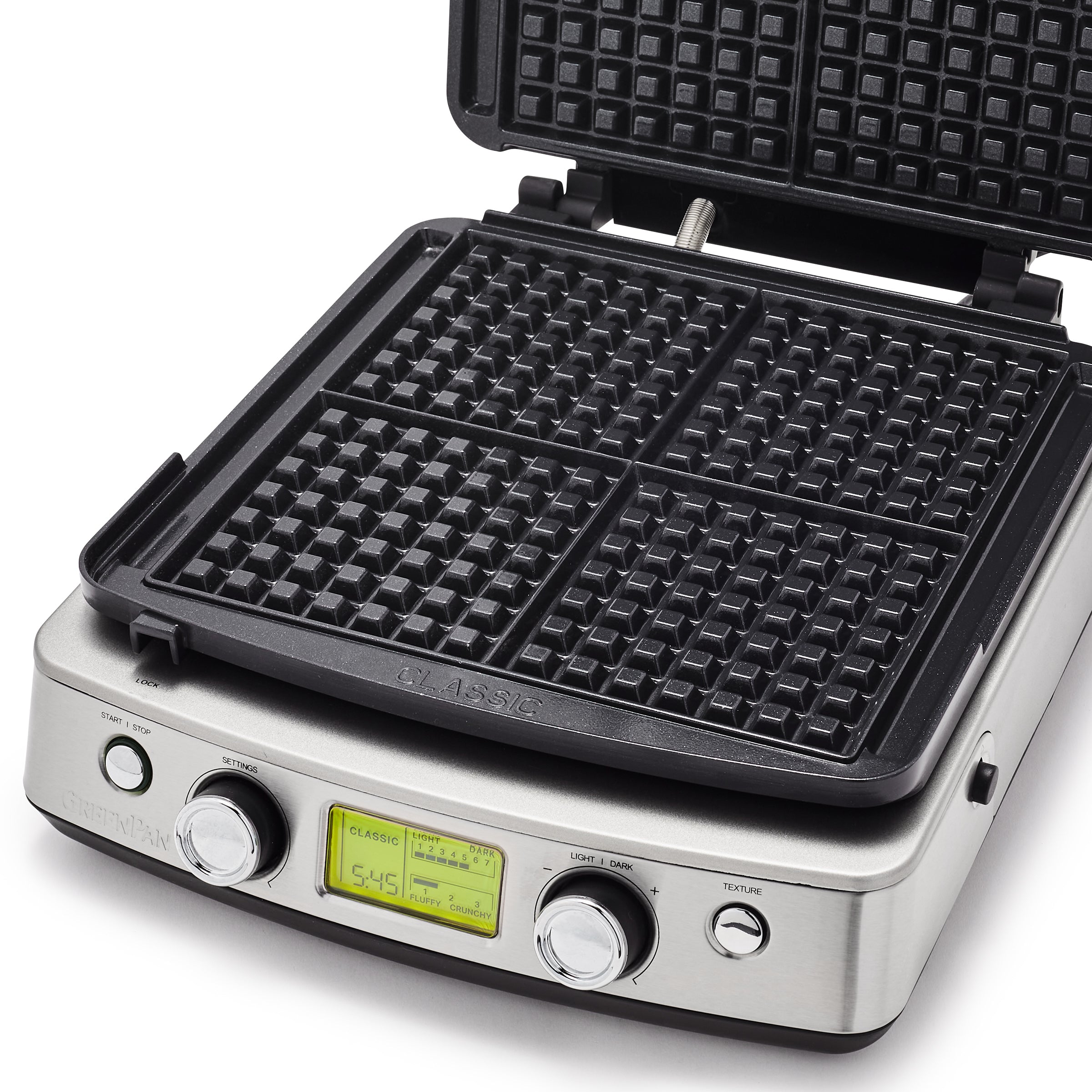 Wafelijzer Glossy Black (incl. 2 sets wafelplaten) binnenkant
