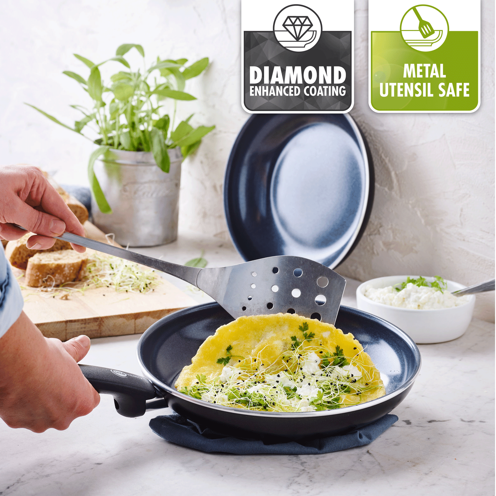 Cambridge Black vierkante Grillpan 28cm zwart gerecht 